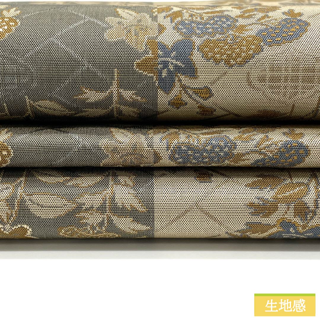 袋帯 正絹 蕎麦切色(そばきりいろ) 花模様 檜垣 京袋帯 帯丈372cm Sランク 全通 カジュアル ベージュ系 1123012792325