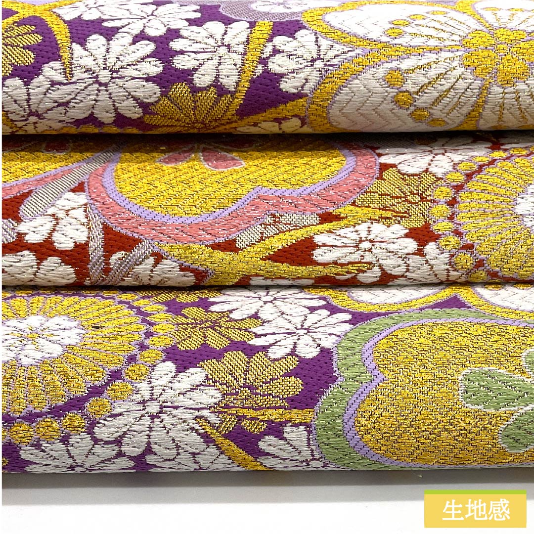 袋帯 正絹 淡紫色色(たんししょくいろ) 桜 帯丈446cm Sランク 六通 フォーマル 紫系 1123011642320