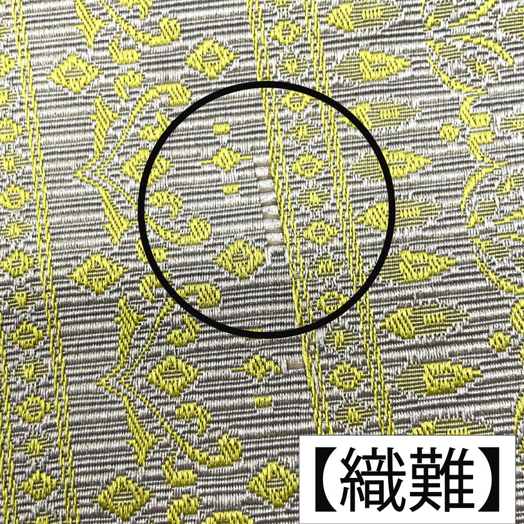 (New) Half-width obi, polyester, NEW rank, deep olive green (kokubōshoku), dark reddish-brown (shuan'iro), geometric pattern, abstract floral pattern, reversible, obi length 400cm, brown tones 1125002591414