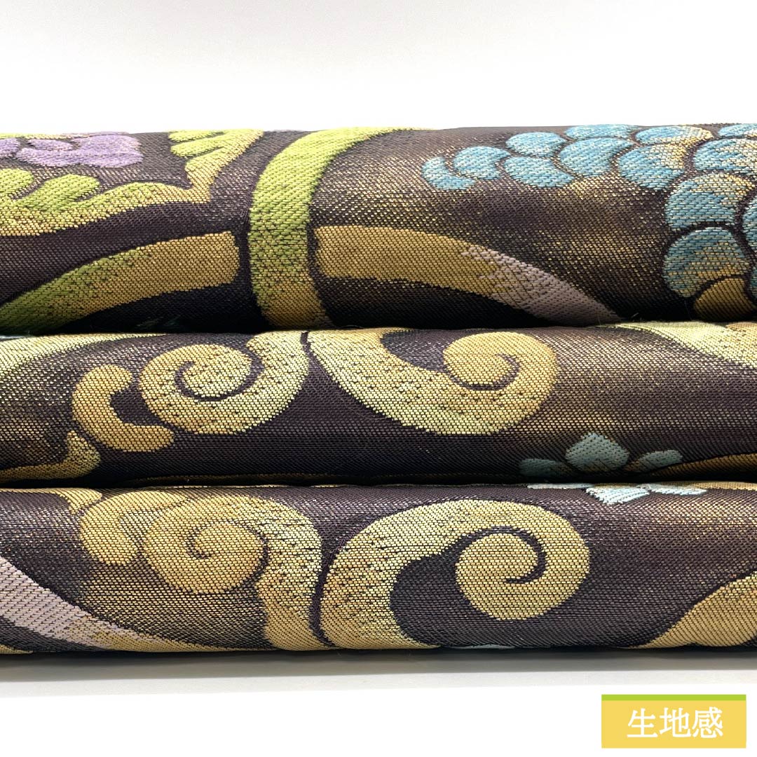 袋帯 正絹 葡萄唐草 華文 帯丈440cm Sランク 六通 セミフォーマル グラデーション系 1123014822399