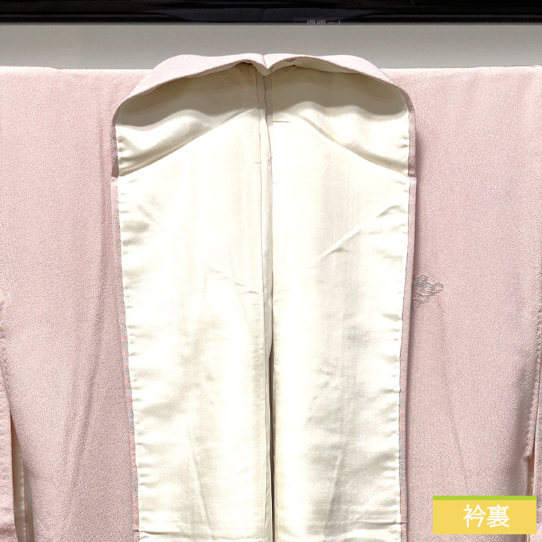 訪問着 正絹 袷 身丈160cm 裄丈62.5cm 退紅色 蘇州刺繡 汕頭刺繡 宝尽くし Sランク ピンク系 1112003422413