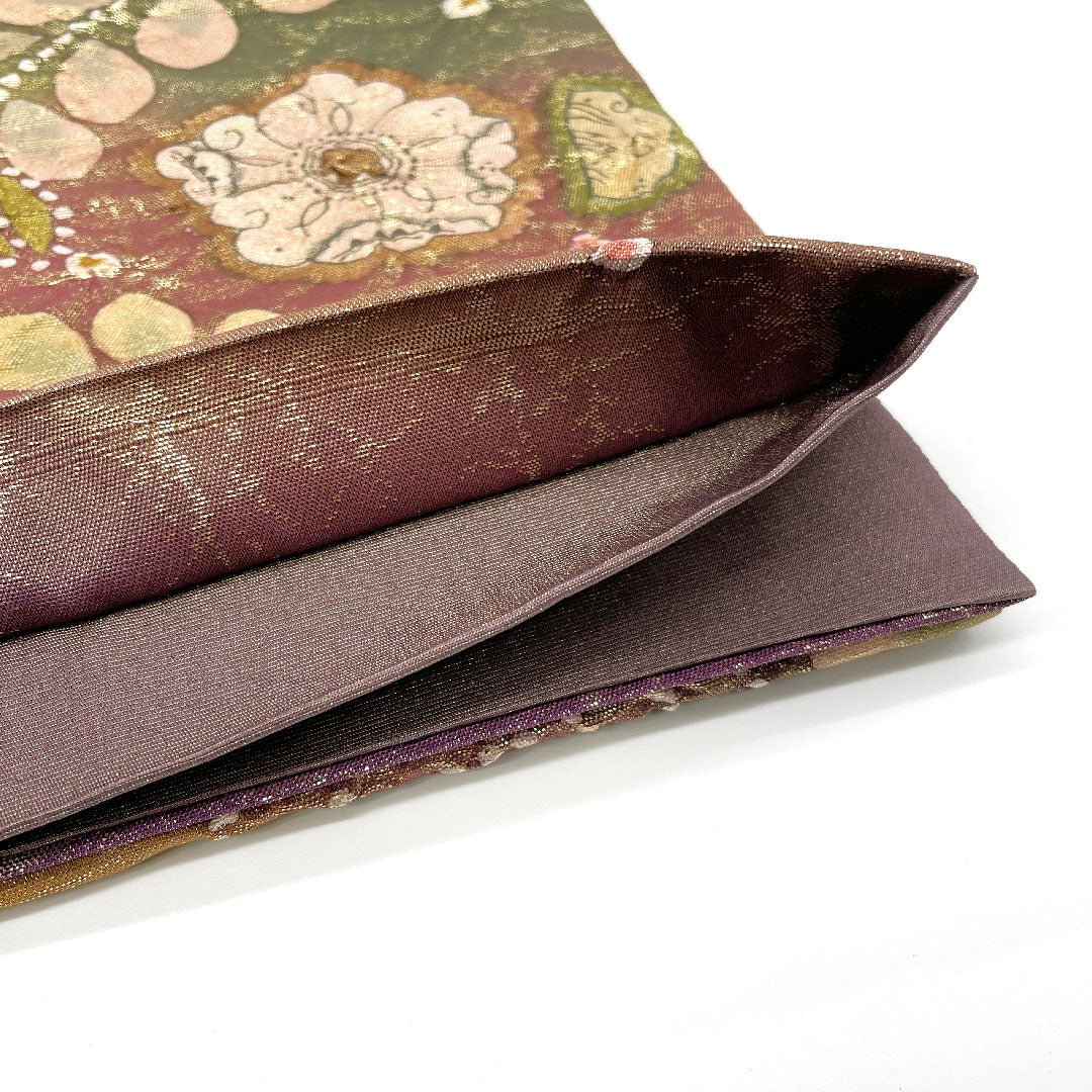 袋帯 辻ヶ花 作家物 ふくれ織 帯丈424cm 正絹 Sランク ポイント柄 フォーマル 紫系 1123004602320