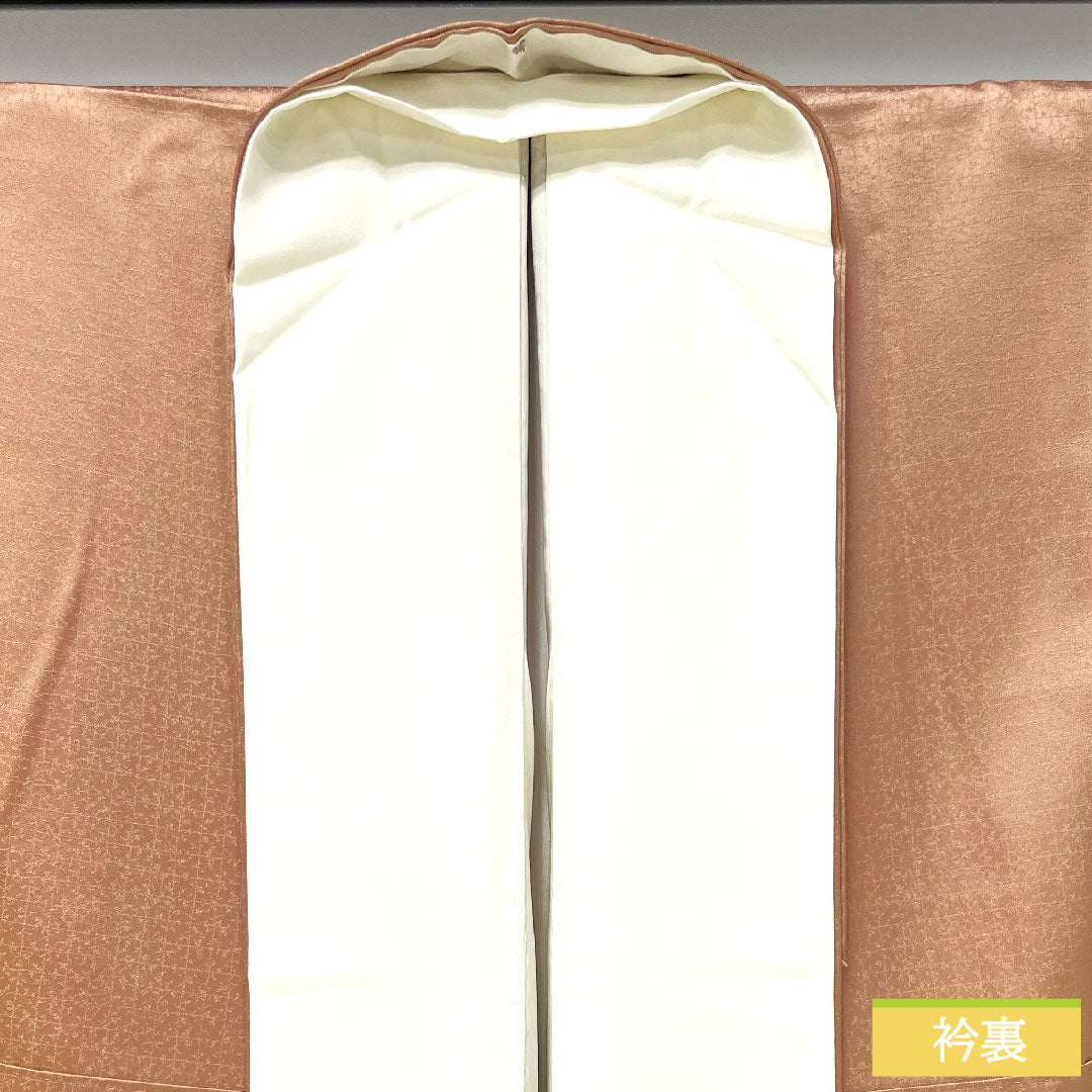Colored Tomesode, pure silk, length 174cm, sleeve length 67cm, lined, Tokiasagi color, Kyoto Yuzen, hidden plaid, auspicious motif, five crests, downward wisteria, S rank, brown, 1111001412614