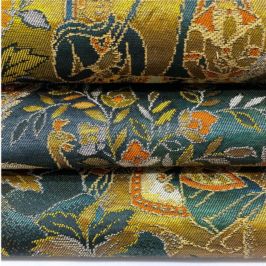 袋帯 ペルシャ模様 玉虫色 帯丈417cm 正絹 Sランク 六通 セミフォーマル 緑系 1123008432319