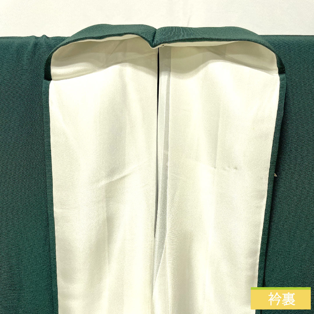 訪問着 正絹 袷 身丈160cm 裄丈63.5cm 柚葉色(ゆばいろ) 京友禅 更紗模様 Sランク 緑系 1112005052419