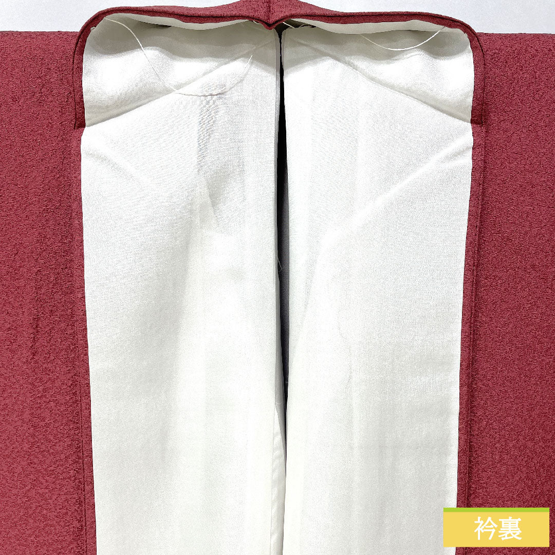 色無地 正絹 身丈154.4cm 裄丈63cm 蘇芳色(すおういろ) 一つ紋 丸に違い鷹の羽 作家物 袷 Sランク 紫系 1114001782220