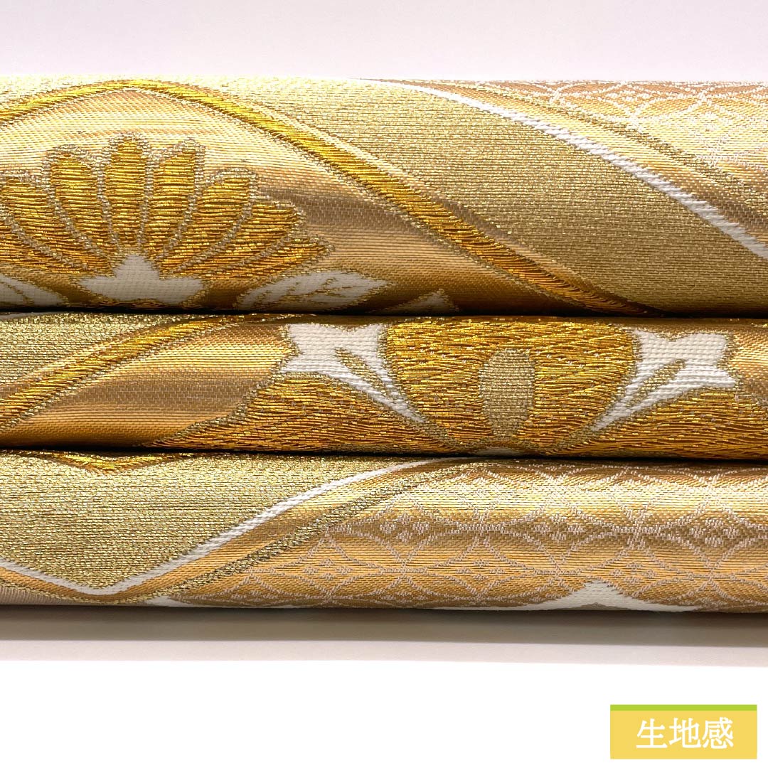 袋帯 正絹 留袖用 雲取りに七宝 菊菱文様 帯丈416cm Aランク 六通 フォーマル グラデーション系 1123014463399