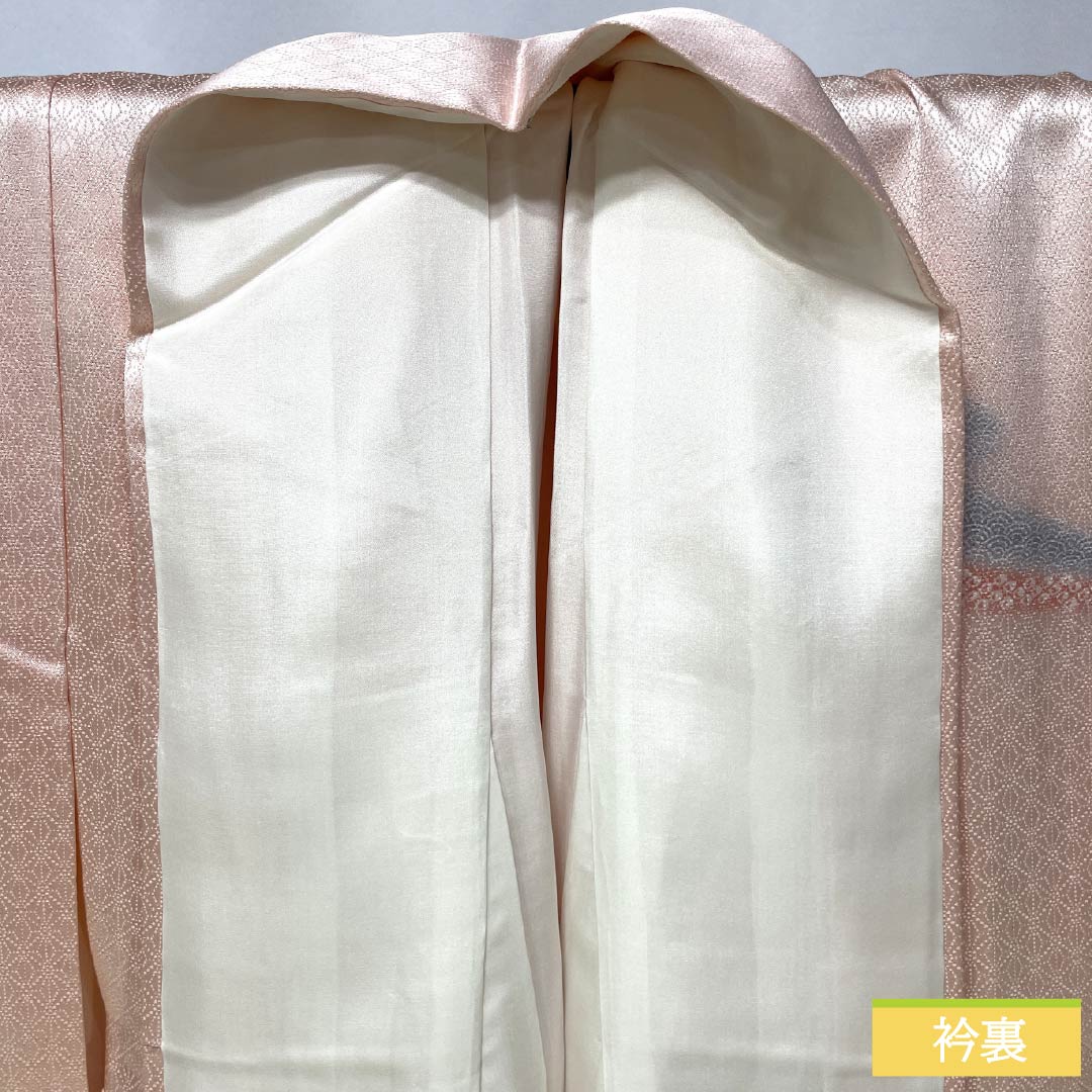 訪問着 正絹 Sランク 袷 身丈166cm 裄丈65cm 曙色(あけぼのいろ) 京友禅 付下げ 御所車 流水 ピンク系 1112006512513