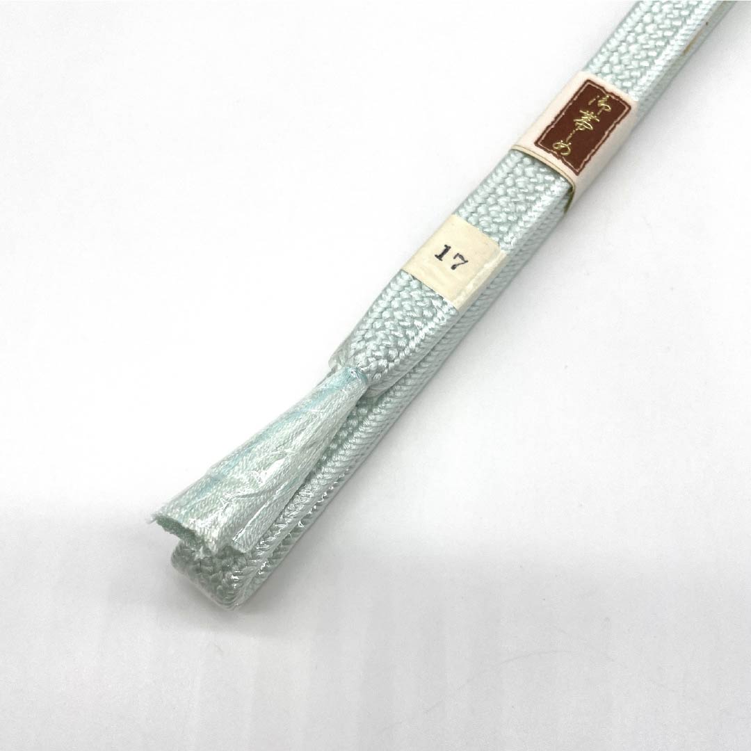 (新古品) 帯締め・帯揚げセット 正絹 Aランク 青白磁色(せいはくじいろ) 絞り 流水 長さ約156cm 幅約1.6cm セミフォーマル 水色系 1141000013324