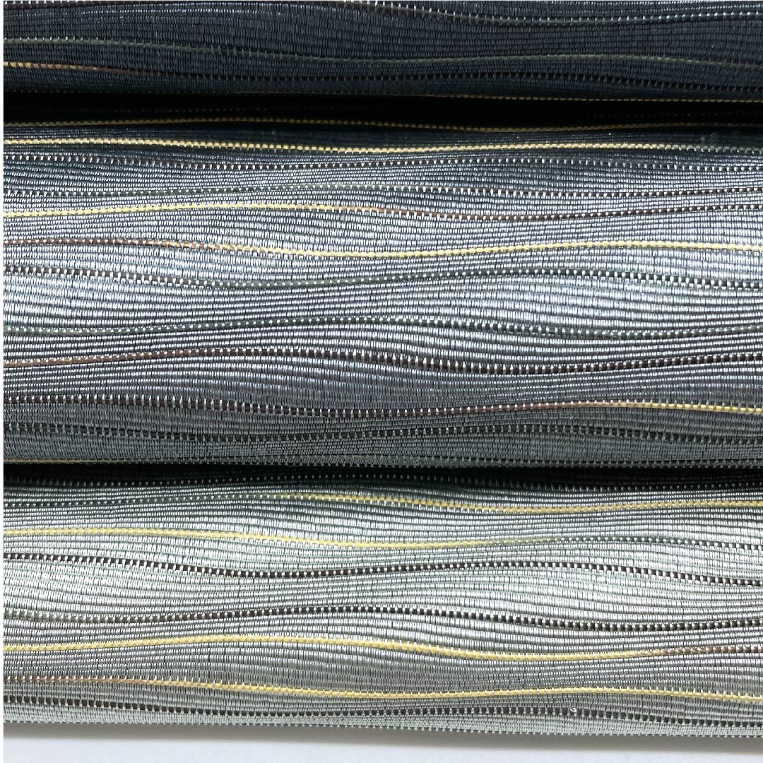 袋帯 黮色(つじみいろ) よろけ横段 変わり市松 帯丈464cm 正絹 Sランク 六通 カジュアル グラデーション系 1123008752499