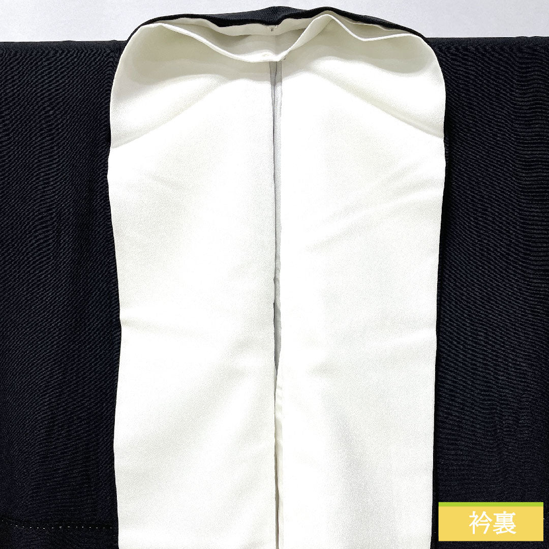 黒留袖 正絹 身丈154cm 裄丈65cm 袷 京友禅 鳳凰 束ね熨斗 五つ紋 片喰 Aランク 黒系 1111001583210