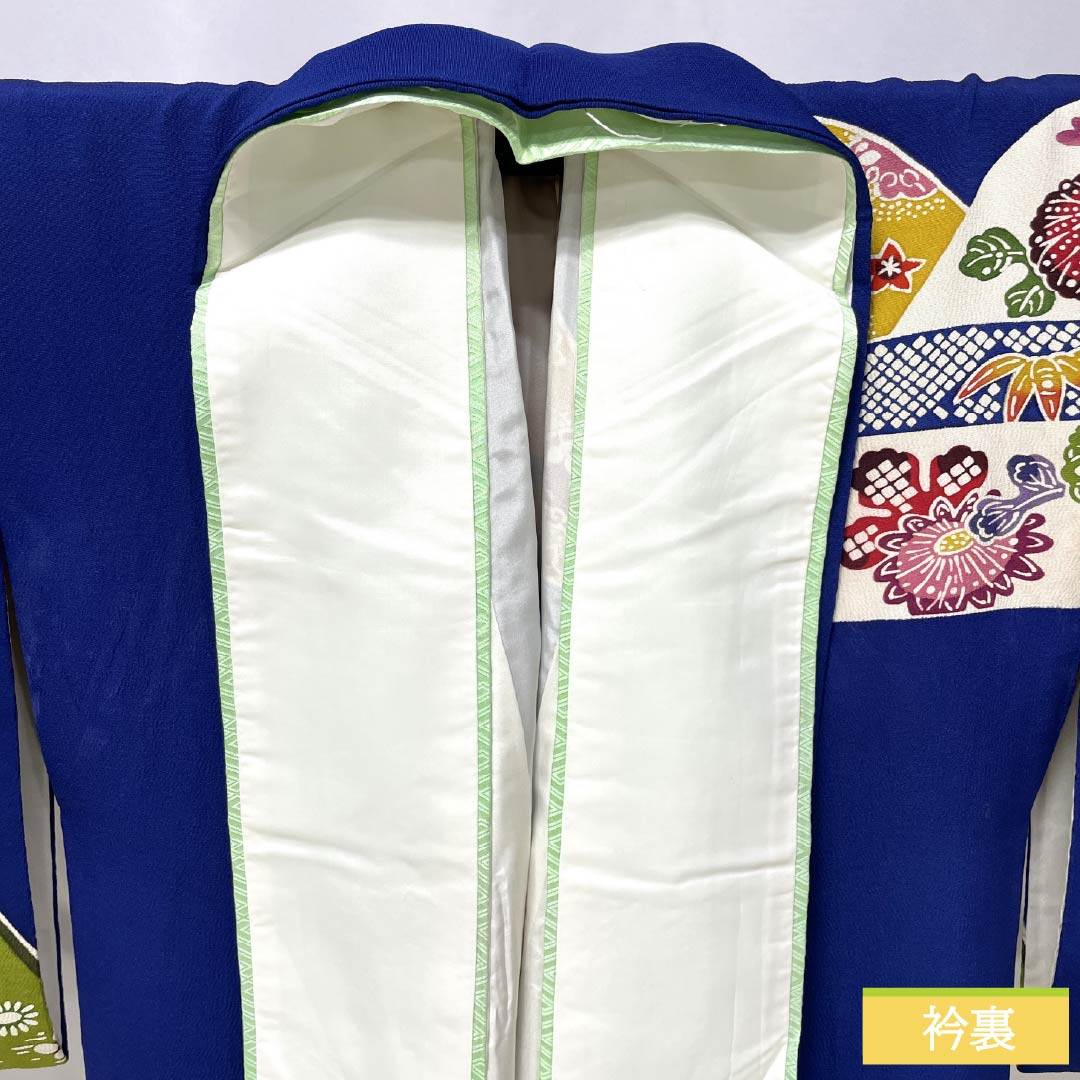 訪問着 正絹 Bランク 袷 身丈167.5cm 裄丈64.5cm 瑠璃色(るりいろ) 京紅型 紅型調 風景模様 半衿付き 青系 1112006684517