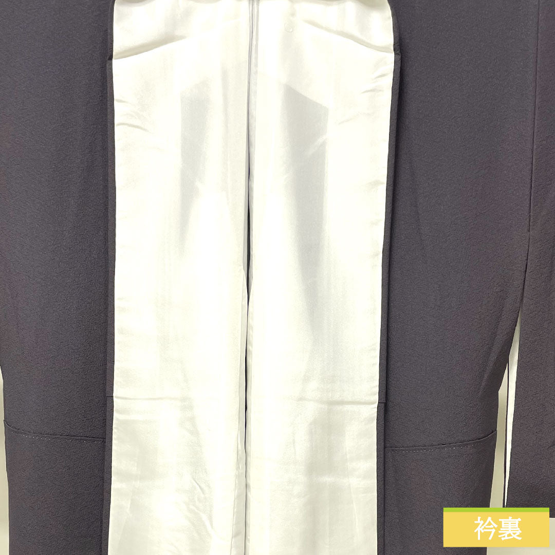 訪問着 正絹 袷 身丈161cm 裄丈66.5cm 黝色(ゆうしょく) 京友禅 蝶 蔦 流水 Sランク グレー系 1112004162422