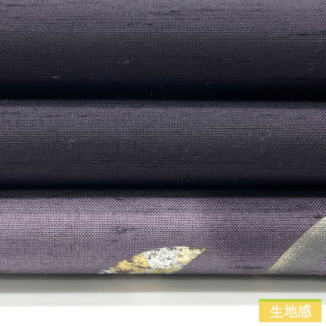 袋帯 正絹 褐色(かちいろ) 作家物 純一郎 牛首紬 雪輪 帯丈456cm Sランク ポイント柄 カジュアル 紫系 1123012862420