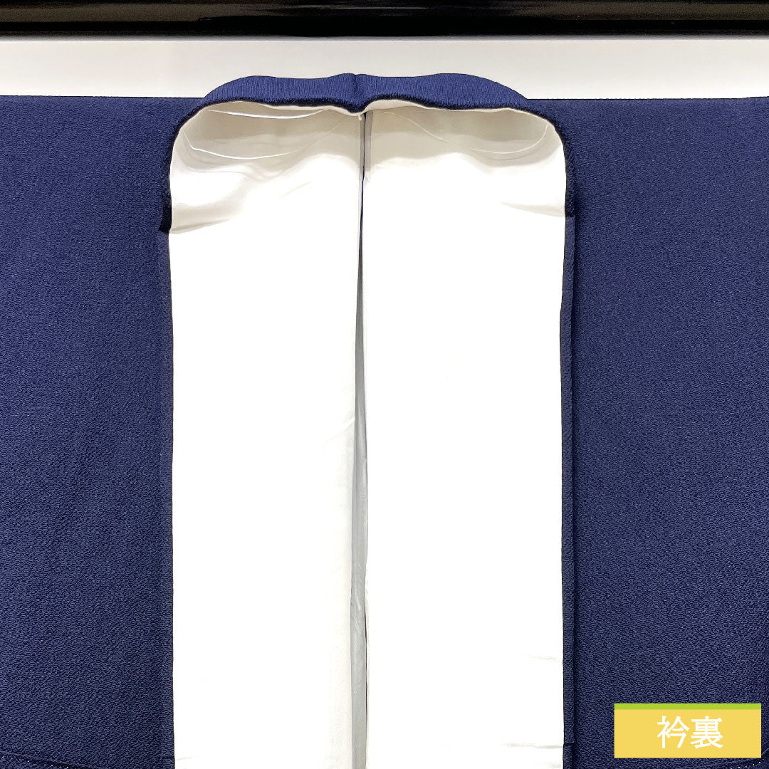 Homongi, pure silk, lined, length 172cm, sleeve length 67cm, dark blue, Tsujigahana, S rank, navy blue, 1112003572618