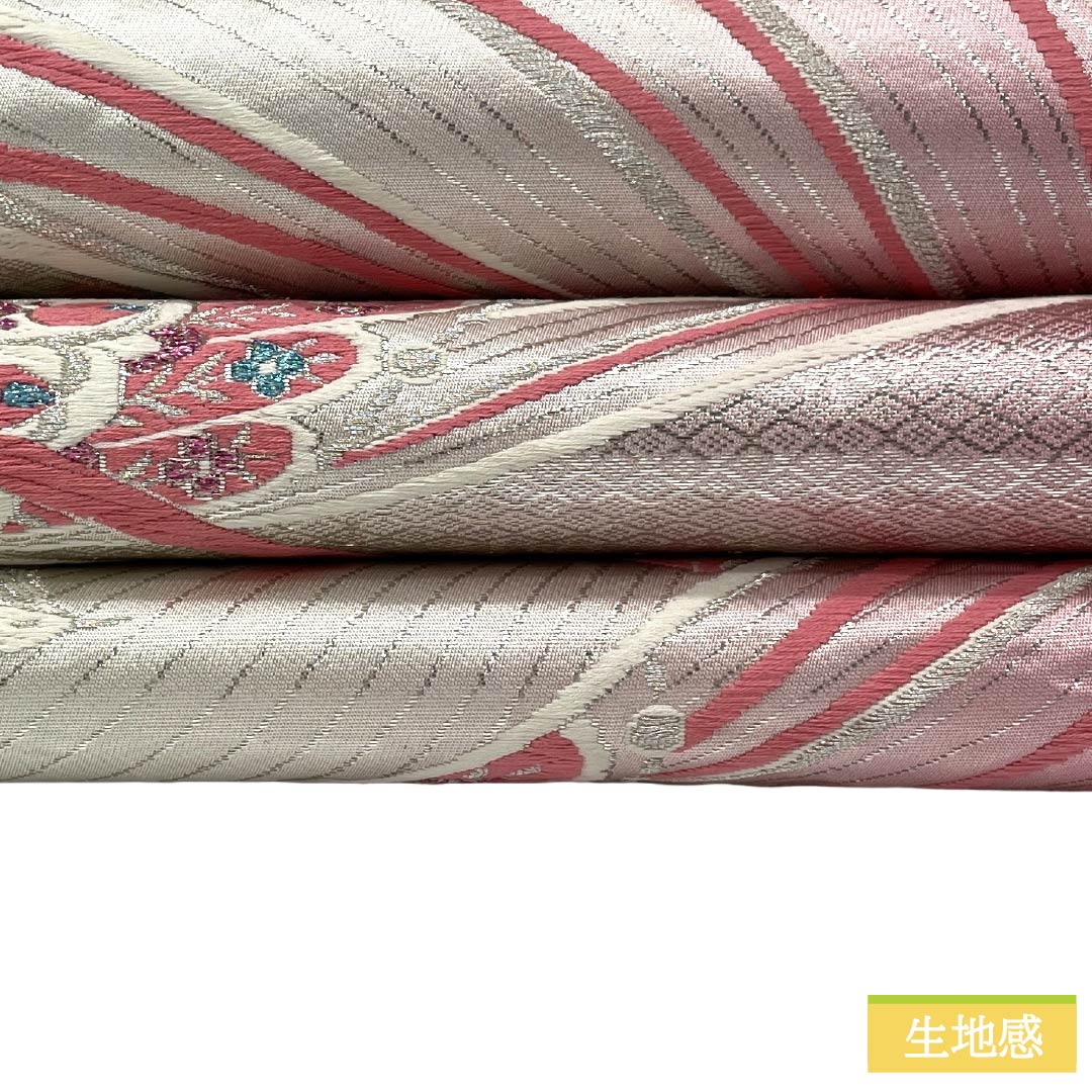 袋帯 正絹 Sランク 瓶覗色(かめのぞきいろ) 西陣織 桃色(ももいろ) 孔雀 帯丈422cm 六通 フォーマル グラデーション系 1123018062399