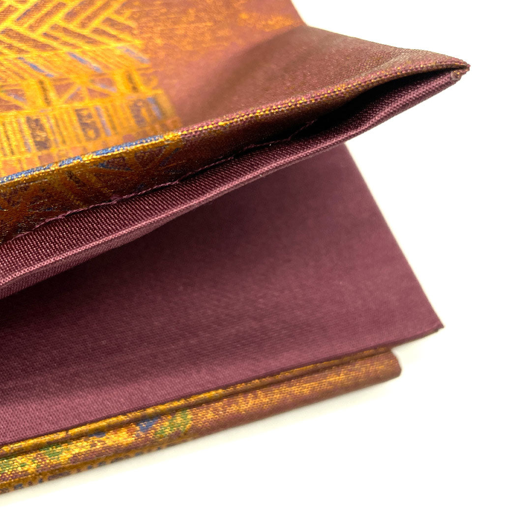 袋帯 七宝 麻の葉 染め帯 帯丈446cm 正絹 Sランク 全通 セミフォーマル 茶系 1123003392314