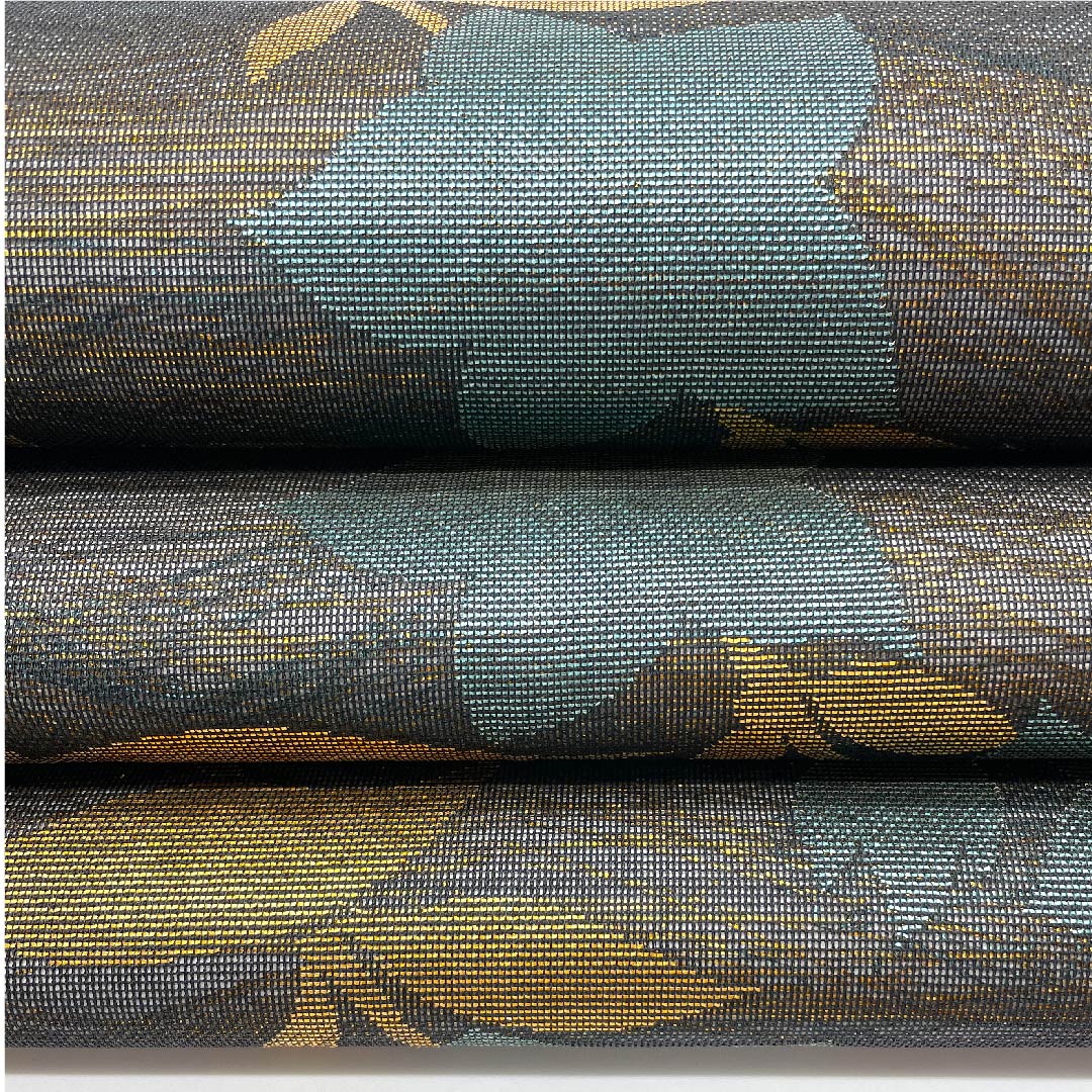 袋帯 黒鼠色(くろねずいろ) 夏帯 花模様 帯丈422cm 正絹 Aランク 全通 フォーマル 黒系 1123007323310