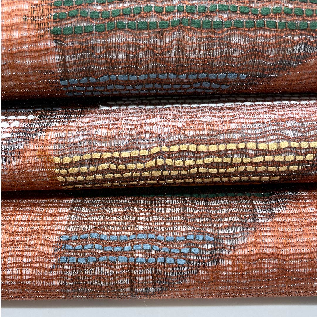 Fukuro Obi (Bengara-iro) Geometric Pattern Length 436cm Pure Silk S Rank Six-way Casual Brown 1123007912314