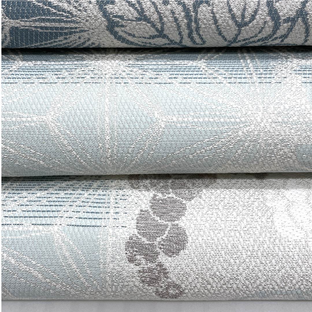 Fukuro Obi (Indigo Blue) with Asanoha and Grape Arabesque Patterns, Length 445cm, Pure Silk, Rank S, Pointed Pattern, Semi-Formal, Light Blue, 1123007852324