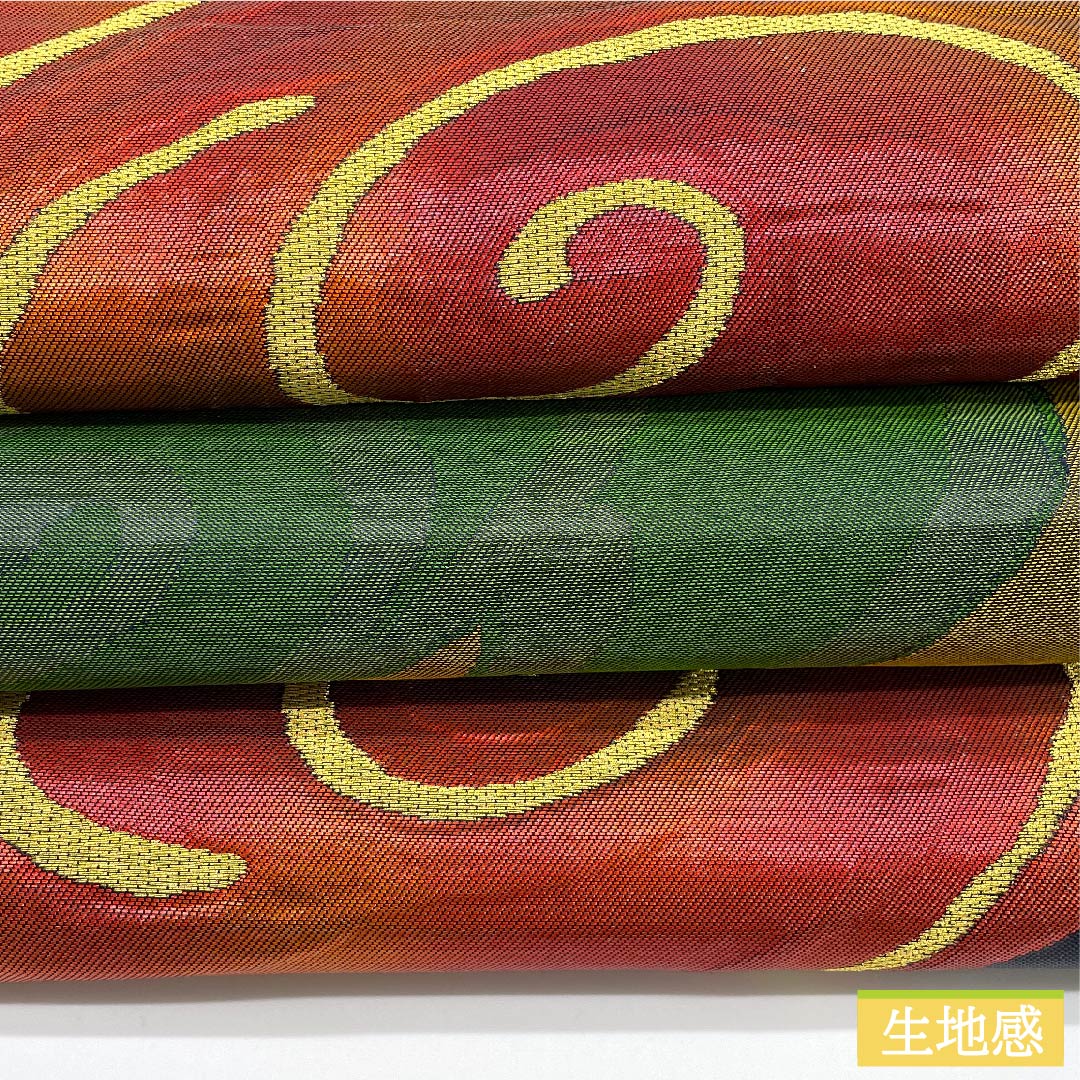 Fukuro Obi (Smoked Color) Whirlpool Pattern Handwoven Length 438cm Pure Silk S Rank Six-way Semi-formal Navy 1123010112318