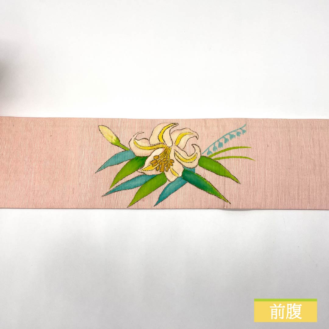 Nagoya Obi Otomeiro (maiden color) Tsumugi fabric Dyed obi Lily Obi length 353cm Pure silk S rank Point pattern Casual Pink 1124007522313 Nagoya tailoring