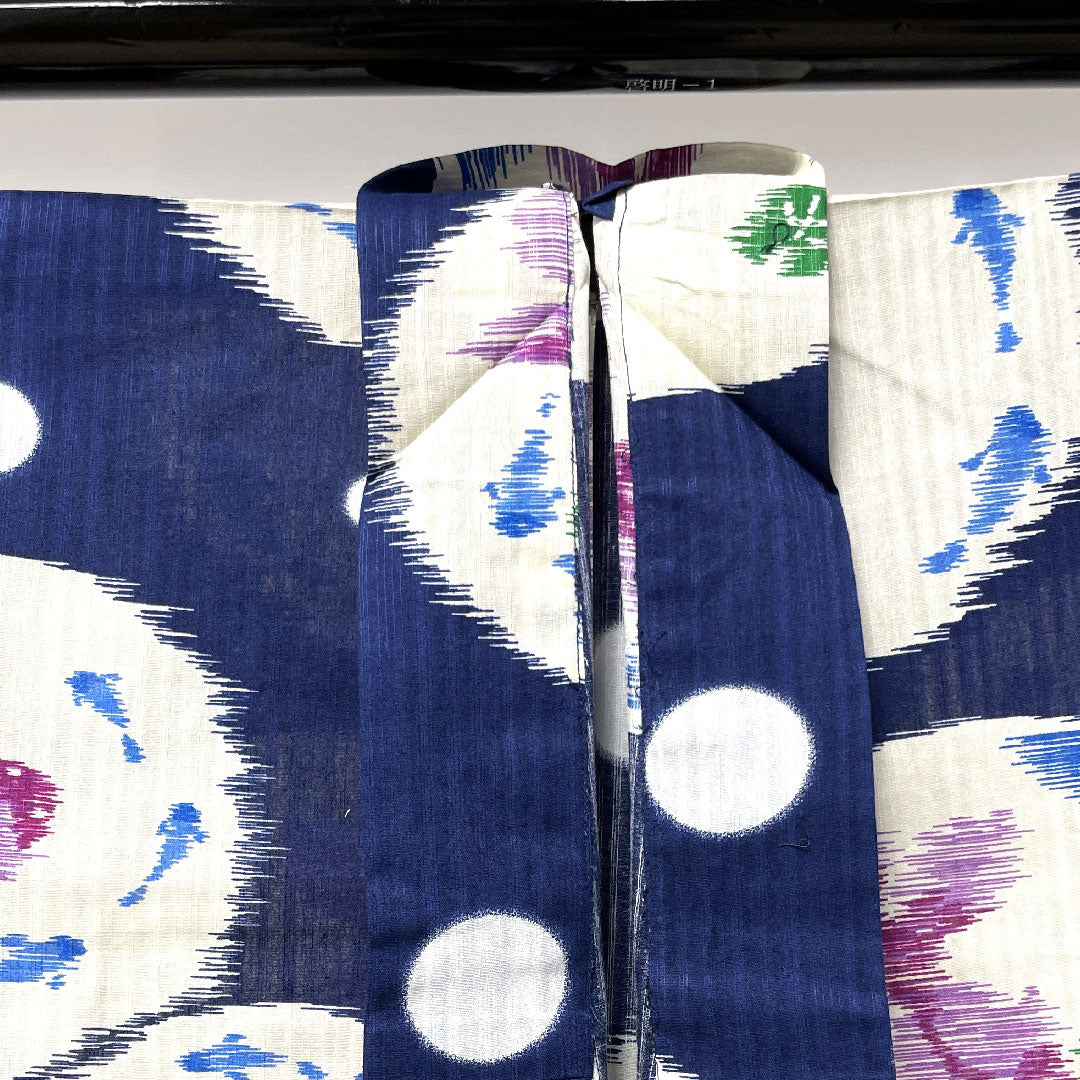 浴衣 紺桔梗色 抽象模様 木綿 Aランク 単衣 身丈163cm 裄丈68cm 紺系 1118001333418