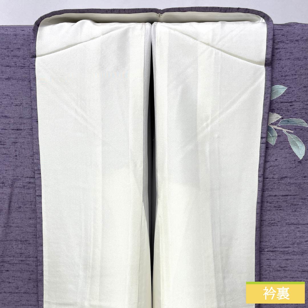 訪問着 正絹 Aランク 袷 身丈165.5cm 裄丈63cm 半色(はしたいろ) 京加賀友禅 付下げ 紬地 作家物 花 紫系 1112007503520