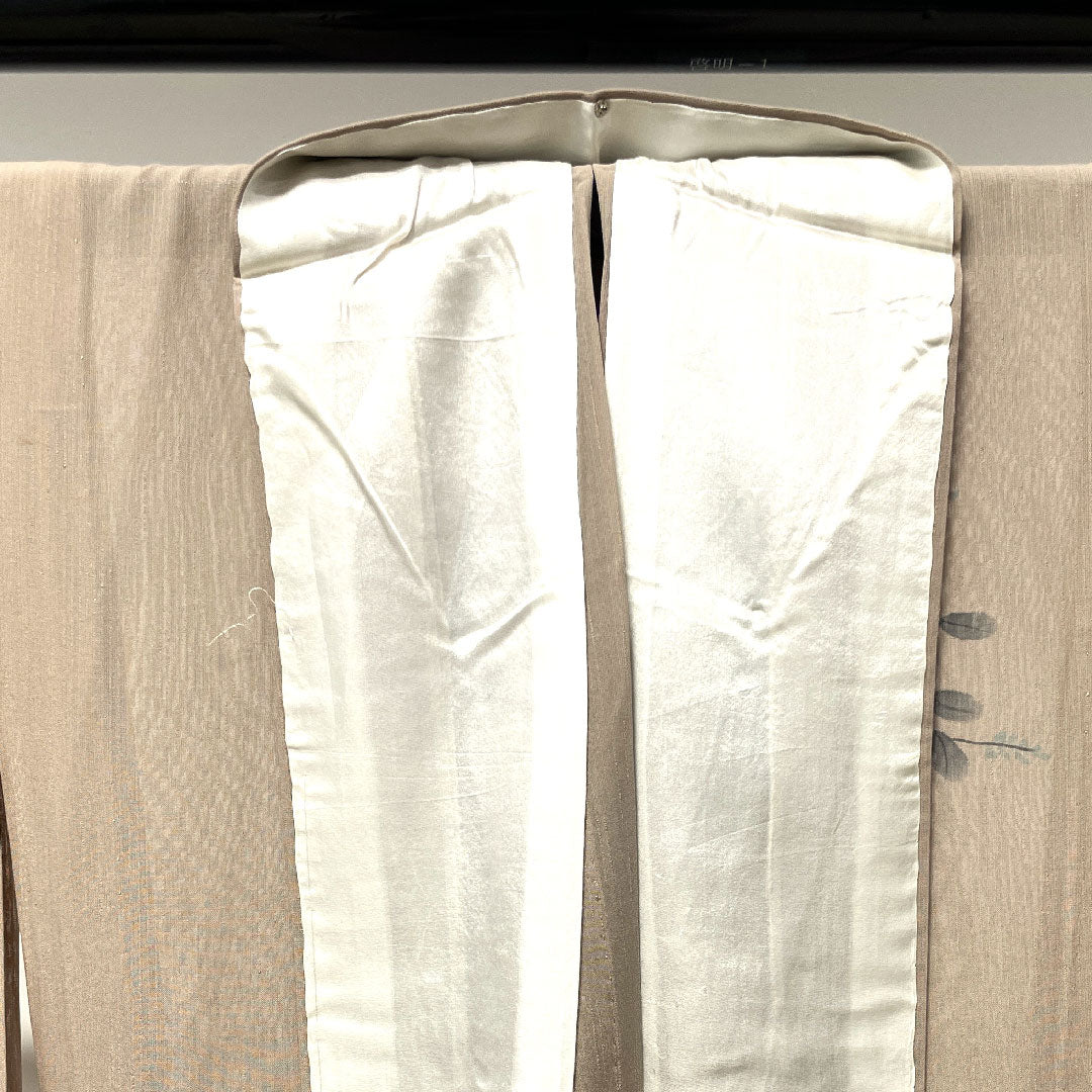 夏物 正絹 訪問着 身丈161.5cm 裄丈64cm 鴇色鼠色(ときいろねずいろ) 萩 紗 Sランク ベージュ系 1132000612425