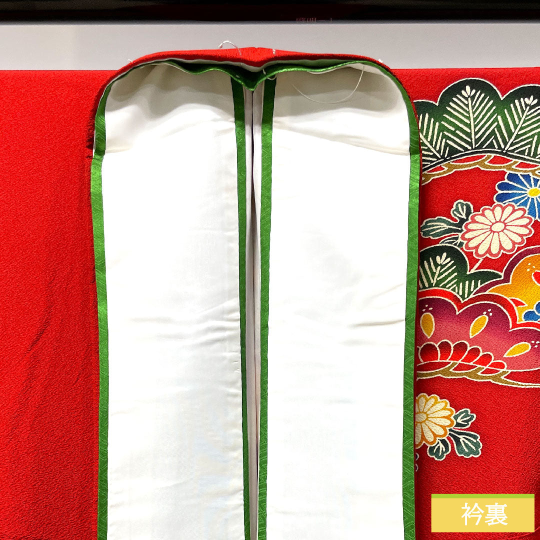 振袖 正絹 身丈163cm 裄丈66.5cm 袷 猩々緋色 京紅型 吉祥文様 Sランク 赤系 1113001852412