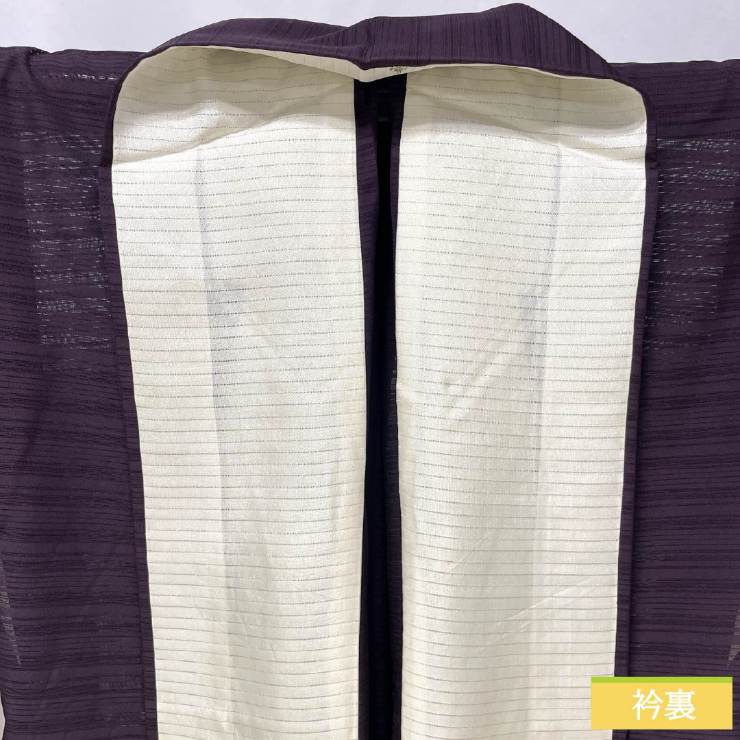 夏物 正絹 色無地 身丈159cm 裄丈64.5cm 二人静色(ふたりしずかいろ) 絽 Aランク 紫系 1132002733320