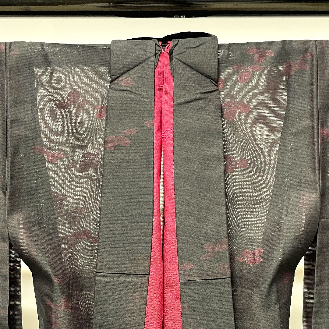 Summer item, pure silk, plain color, length 158cm, sleeve length 62.5cm, abstract pattern, gauze, S rank, red, 1132001192312