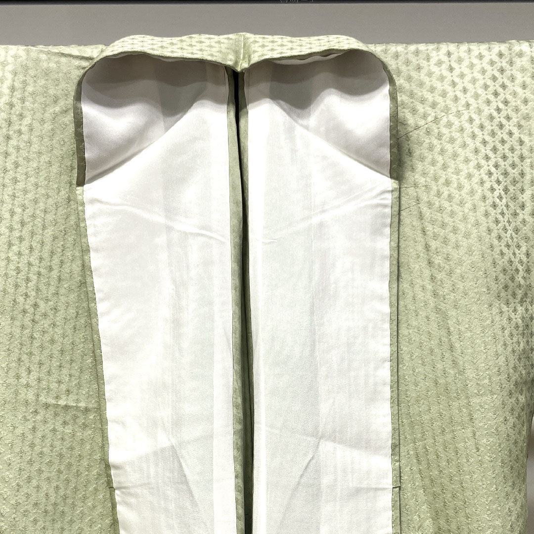 訪問着 正絹 単衣 身丈165.5cm 裄丈67cm 薄柳色 刺繡 萩 しつけ糸付き 未使用品 パールトーン加工 Sランク 緑系 1112003272519