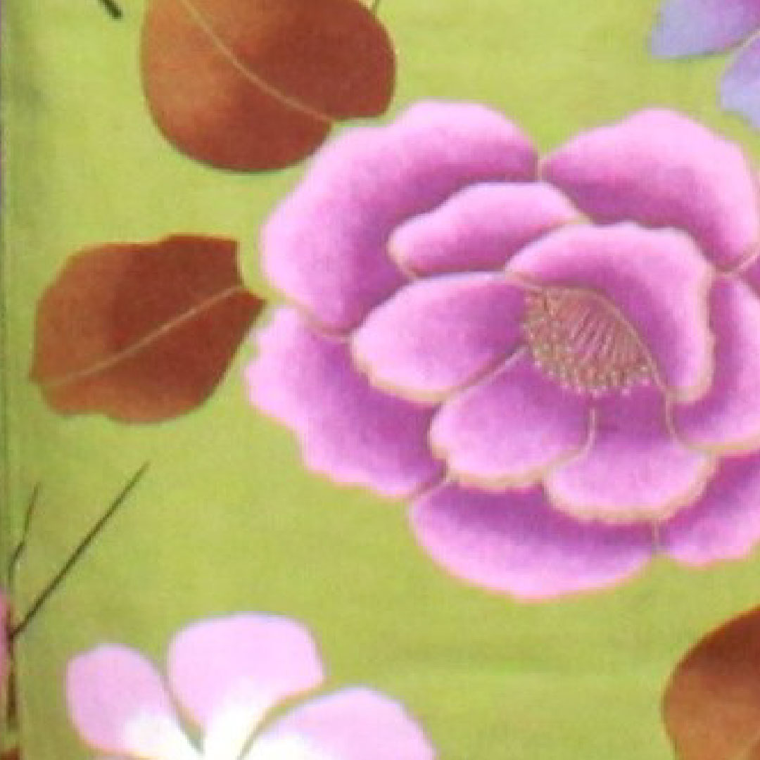 浴衣 緑衫色 草花模様 木綿 Sランク 単衣 身丈162cm 裄丈62cm 緑系 1118001142419