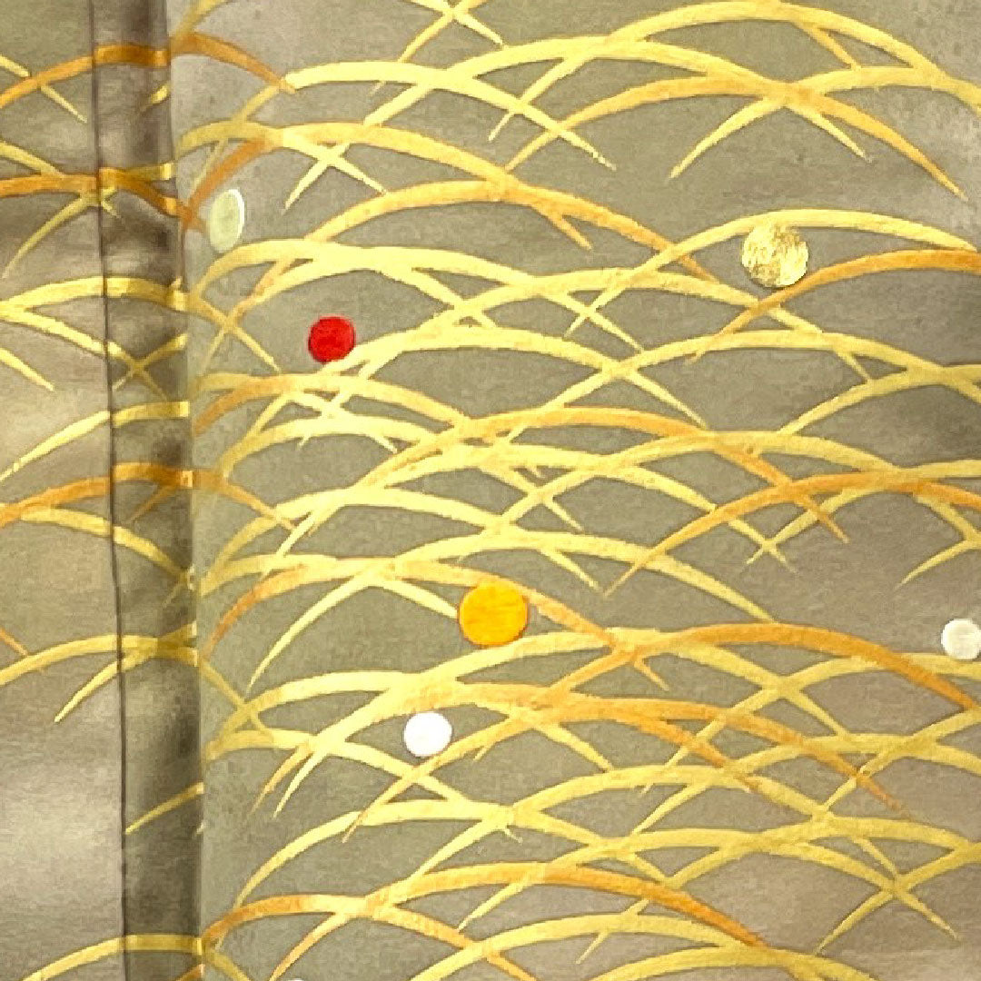 訪問着 袷 身丈163.5cm 裄丈66cm 人間国宝 福田喜重 露芝模様 刺繍 正絹 Sランク グラデ 1112002152499