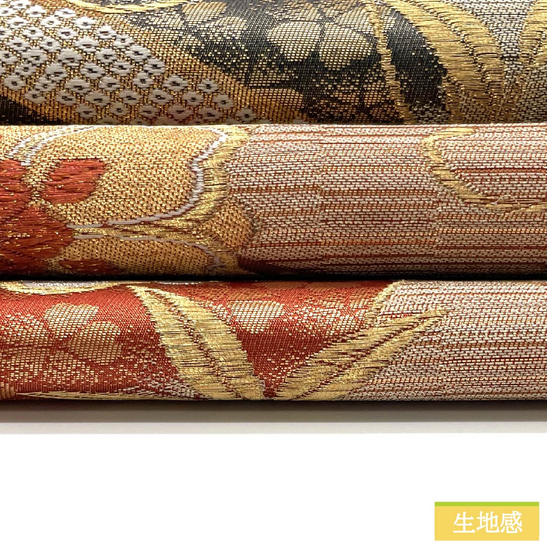 袋帯 正絹 振袖用 花唐草 鹿の子 帯丈424cm Sランク 六通 フォーマル グラデーション系 1123013732399