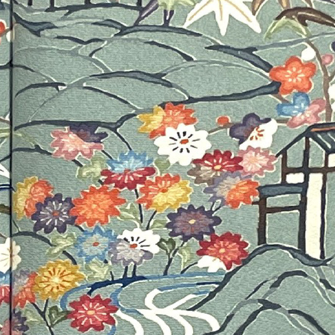 訪問着 袷 身丈155.5cm 裄丈62cm 沈香茶色 型染 茶屋辻 草花模様 正絹 Aランク グレー系 1112001783322