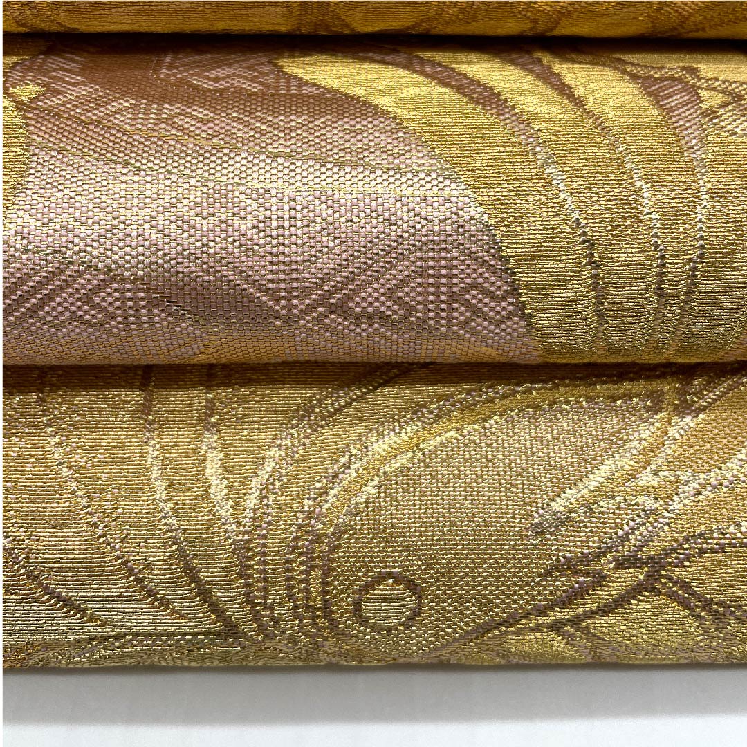 袋帯 乙女色 佐賀錦 鴛鴦 杜若 帯丈443cm 正絹 Sランク 全通 フォーマル ピンク系 1123005652313