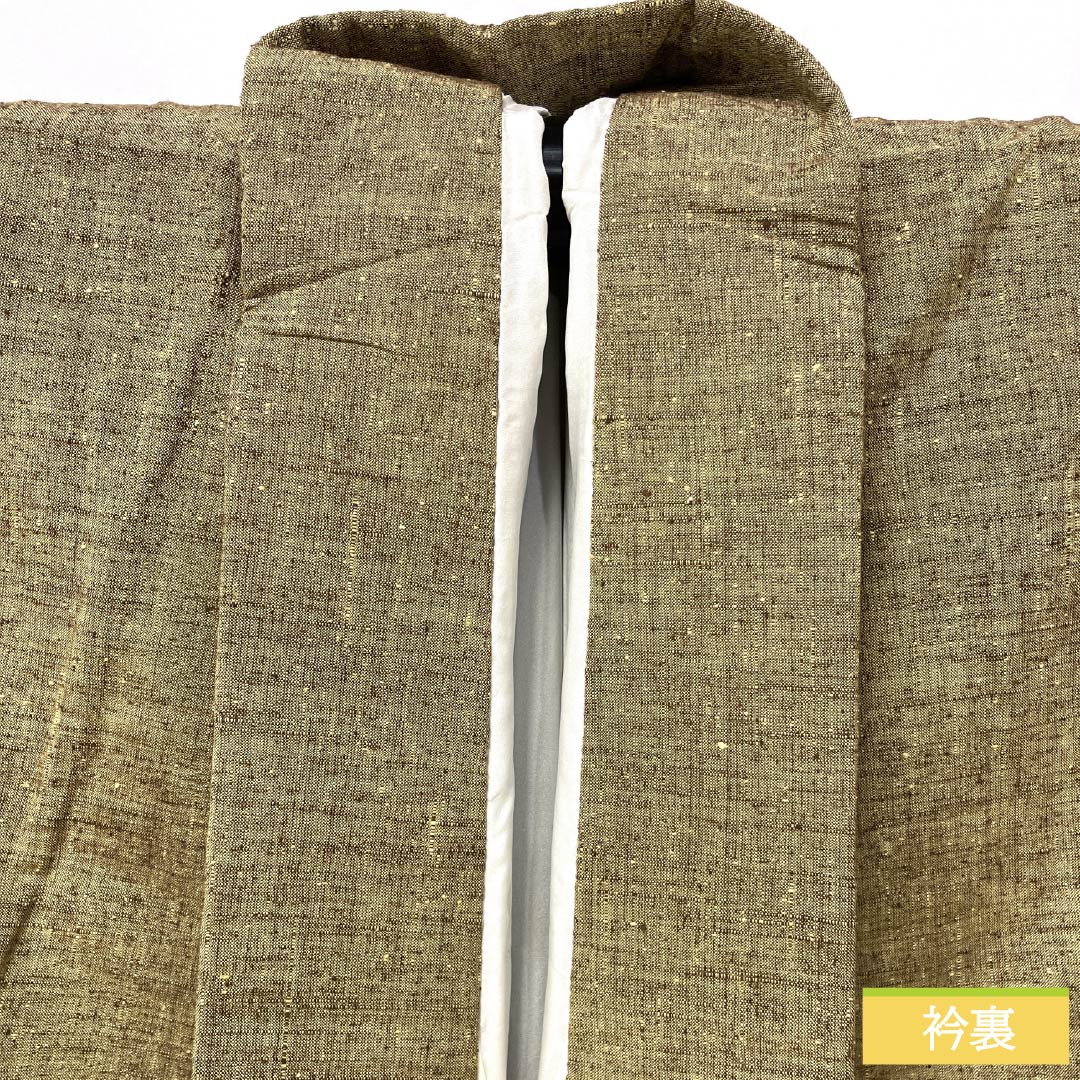 紬 正絹 身丈152cm 裄丈64cm 伽羅色(きゃらいろ) 真綿紬 無地 しつけ糸付き Sランク 袷 茶系 1116003852214