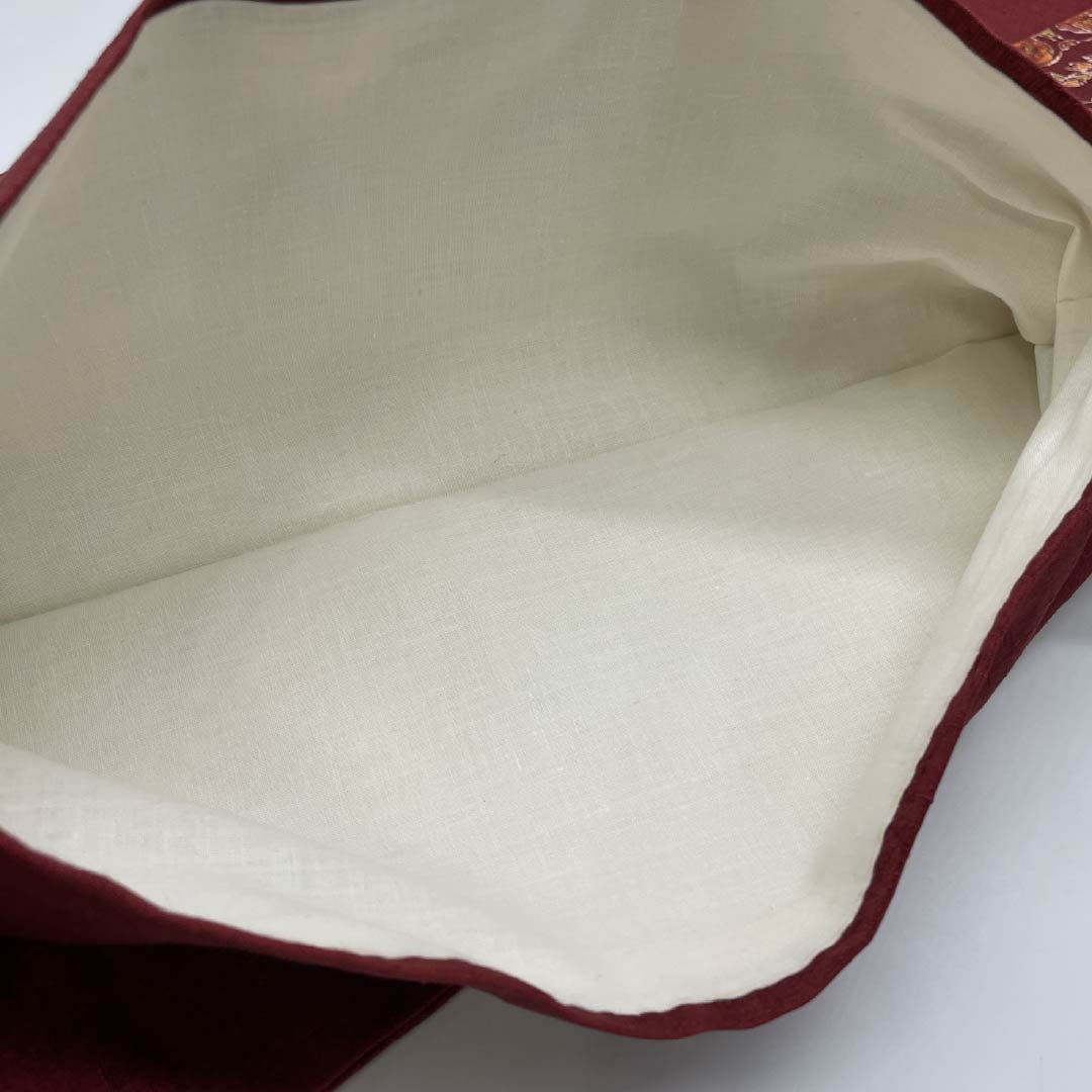 名古屋帯 紅海老茶色(べにえびちゃいろ) 紬地 抽象模様 染め帯 帯丈354cm 正絹 Sランク ポイント柄 カジュアル 朱系 1124007402316 名古屋仕立て