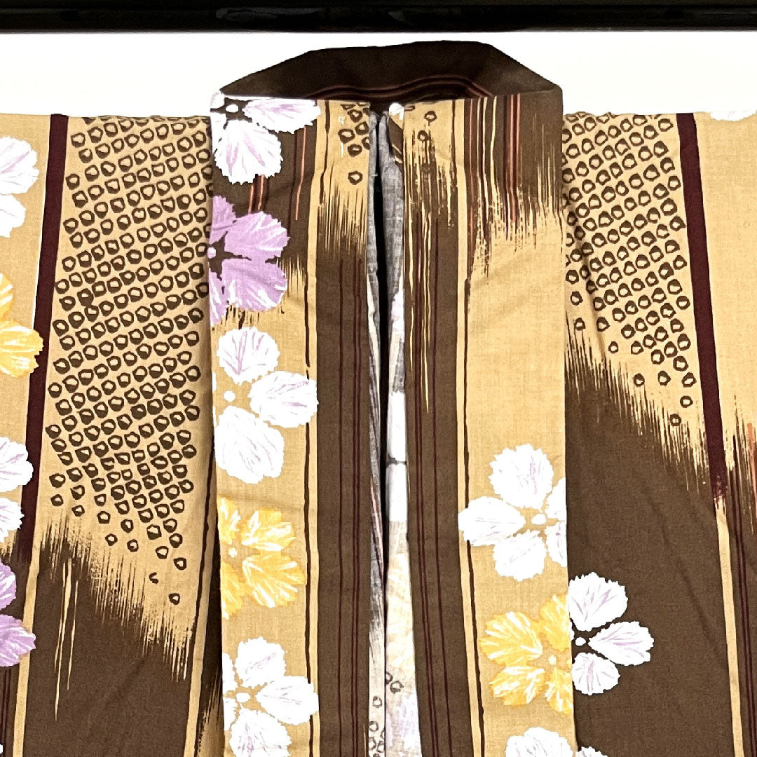 浴衣 抽象模様 木綿 Bランク 単衣 身丈161.5cm 裄丈66.5cm 茶系 1118001054414