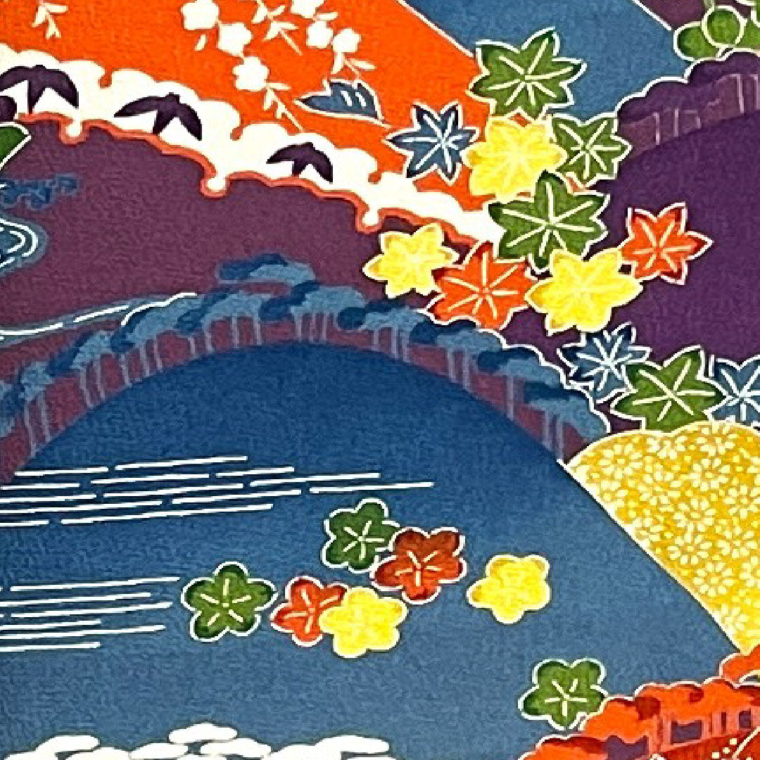 振袖 身丈155cm 裄丈63cm 袷 織葡萄色 型染 遠山 草花模様 正絹 Aランク 紫系 1113000923320