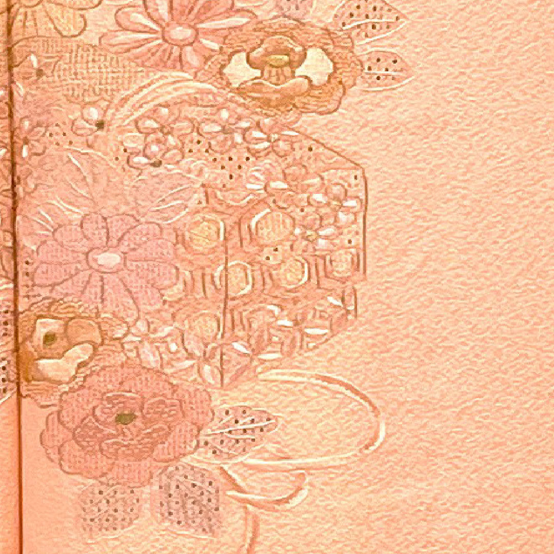 訪問着 袷 身丈155cm 裄丈62cm 刺繡 正絹 Sランク ピンク系 1112001242313