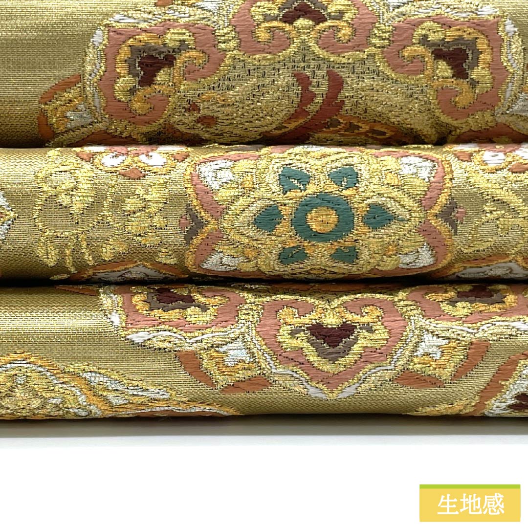 袋帯 正絹 Aランク 華文 振袖用 留袖用 帯丈444cm 六通 フォーマル 金系 1123015993321