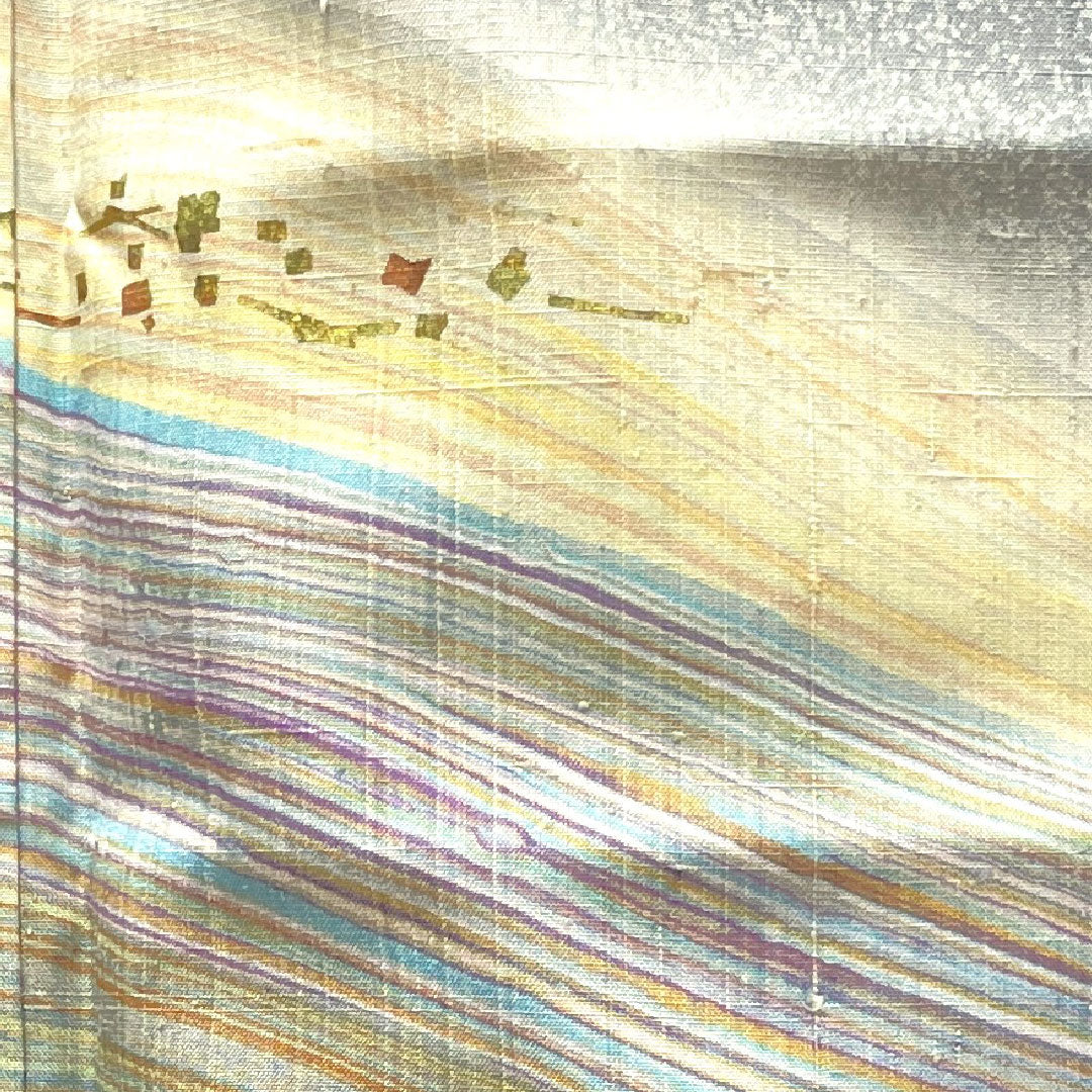 Homongi, lined, length 160cm, sleeve length 68cm, lead color, pongee fabric, abstract pattern, pure silk, A rank, gray, 1112002343422