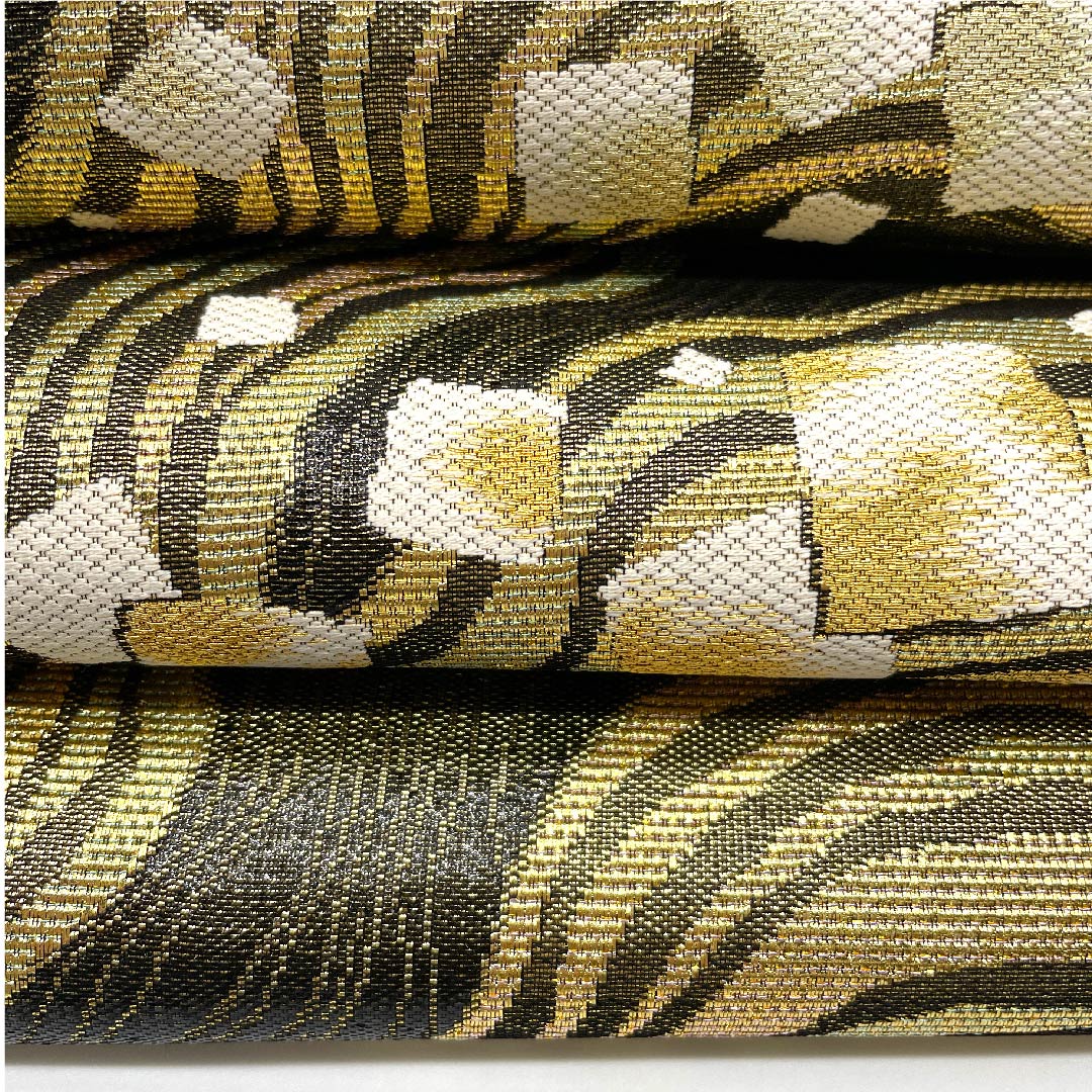 袋帯 金色 流水 四角 帯丈428cm 正絹 Sランク 六通 フォーマル 金系 1123007562321