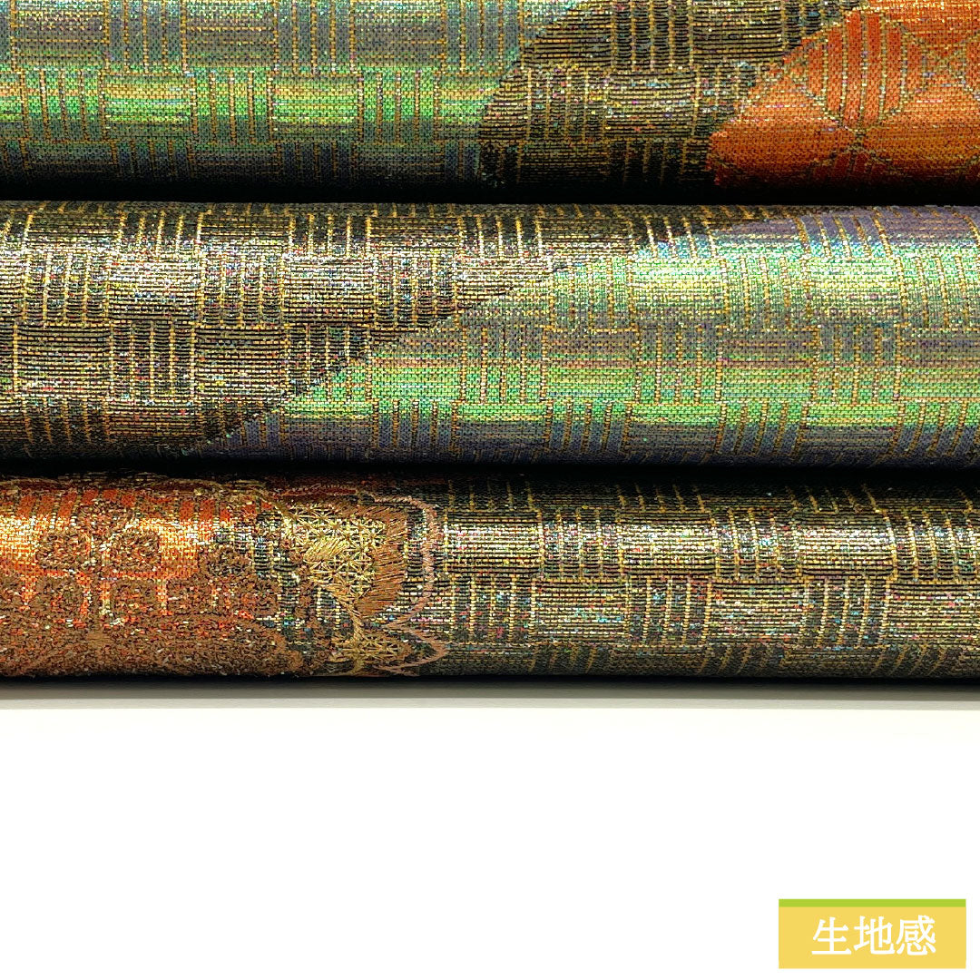 袋帯 正絹 Sランク 刺繍 西陣織 五三桐 流水 玉虫 帯丈440cm ポイント柄 セミフォーマル グラデーション系 1123016692399