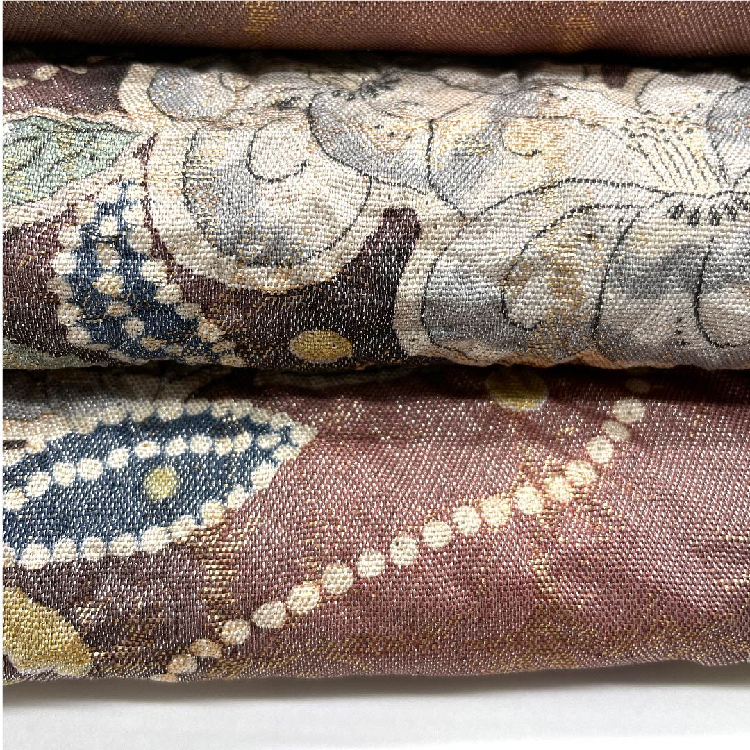 袋帯 錫色(すずいろ)辻ヶ花 ふくれ織 格子 帯丈452cm 正絹 Aランク ポイント柄 フォーマル グレー系 1123005593422