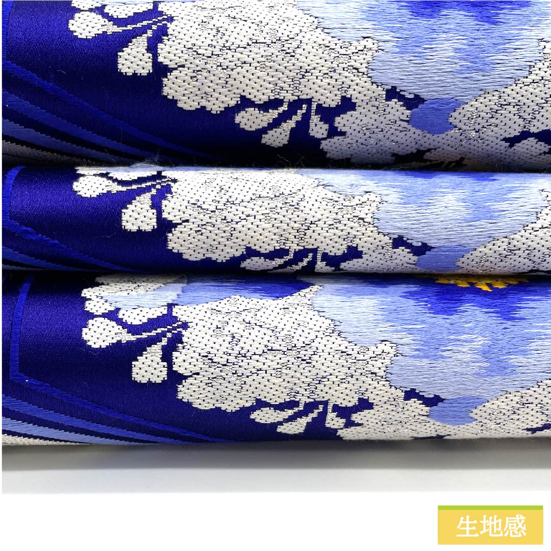 Fukuro Obi, pure silk, silver, floral pattern, tortoise shell, obi length 424cm, S rank, six-pass, formal, silver 1123011952322