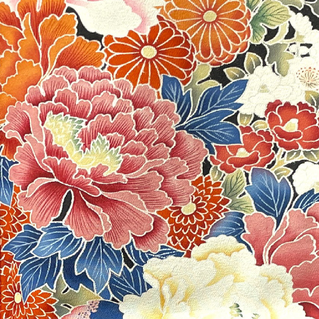 黒留袖 身丈165cm 裄丈62.5cm 袷 京友禅 花車 丸に五三桐 正絹 Sランク 五つ紋 黒系 1111000602510